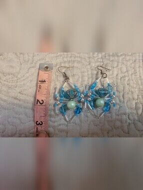 Handmade Turquoise Beaded Spider Dangle Earrings